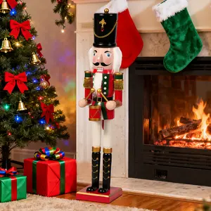 Versatile Christmas Nutcracker Decor  3-in-1 Wooden Soldier Figure for Mantelpiece, Table Centerpiece, and as a Tree Ornament  Indoor Holiday Home Decoration
