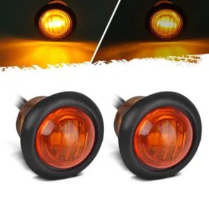 Partsam 2pcs 3/4" Mini Amber LED Marker Clearance Turn Signal Air Dam Light, 3 Wires, 12V