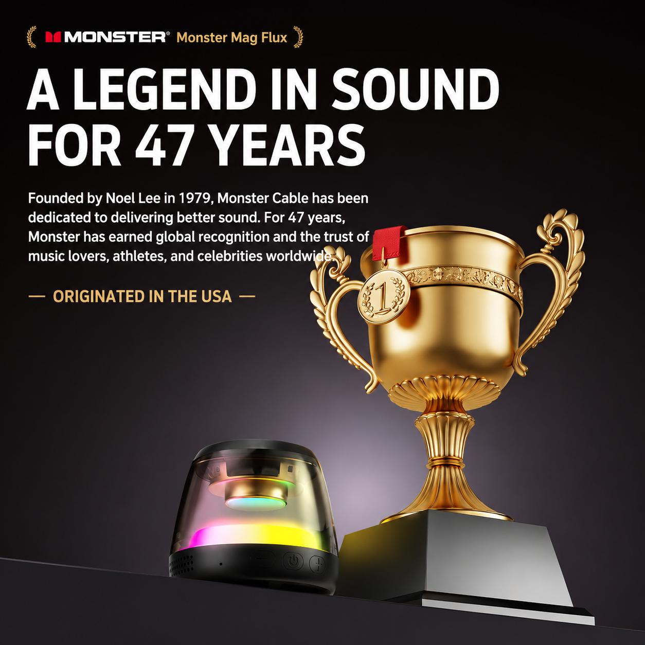 Monster Portable Mini Wireless Bluetooth Speaker, RGB Light Show, TWS Stereo Sound, 2 Speakers Pairing, 360° Surround Sound, Magnetic Suction, TF Card Support, Bluetooth 6.0, Ultra-Long Battery Life, for Home, Outdoor, Party - SummerWins - DealsForYouDays detail 1