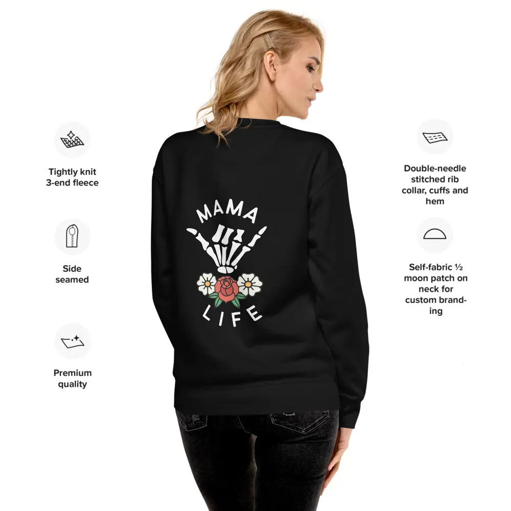 Rockstar Mama Premium Sweatshirt for Women - Soft Cotton Fleece Fabric, Long Sleeve Ribbed Top
