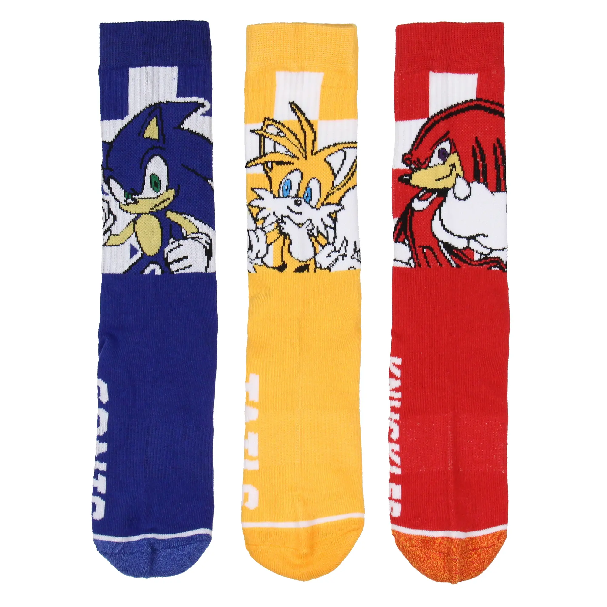 Sonic The Hedgehog Adult Checker Board Character Design 3-Pack Crew Socks Mid-Calf For Men And Women