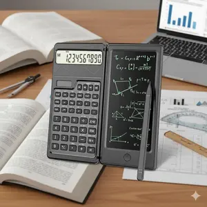 Portable Foldable Smart Scientific Calculator Multi-Function Writing Board Solar Powered High Precision Electronic Measurement Tool for Students Accounting Professionals Learning Study Equipment Scientific Function Calculator Office Supplies