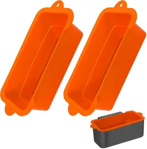 Silicone Grease Cup Liners for Black-Stone 36 28 22 17 Inch Griddle, 2 Pack Reusable Drip Pans Grill Catchers Black-Stone Griddle Accessories, Orange