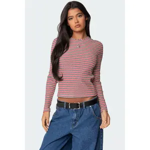 Corina Ribbed Stripey Long Sleeve T Shirt