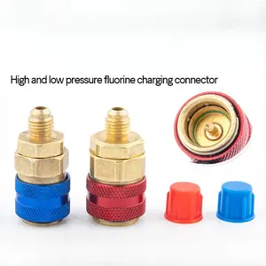 2-Pack R134a Quick Connect Adapter, Copper, for Car Hvac Ac Pressure Gauge Tools, High/low Pressure Refill Connector, Qc-12
