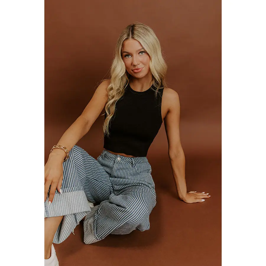Forever Stylish Knit Crop Top in Black
