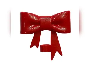 Red Shimmer Large Bow - Silicone Straw Topper 10mm