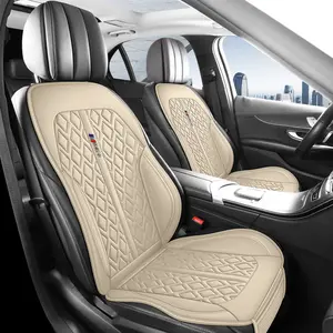 Car Front & Rear Seat Cushions, PU Leather Stitched Fabric, Wing Design, Back Support, Leg Rest, Ergonomic Design, Durable Comfort