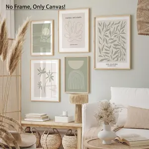 Leaf Pattern Unframed Painting, 1 Count Modern Canvas Wall Art, Wall Decor for Home Living Room Bedroom Office School Study Room