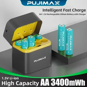 3400mWh 1.5V Rechargeable AA Lithium-ion 8 PCS Batteries + Fast Charging Dock