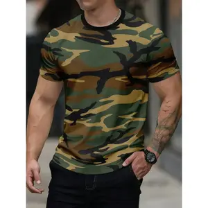 Vintage Army Camo Fitted T-Shirt - Classic Military Style Men's Casual Tee