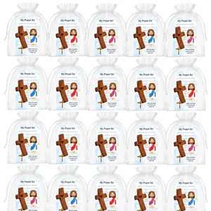 20 Pack Mini Jesus Figurine with Cross, Inspirational Prayer Card “My Lord, My God, My Savior” – Perfect Christian Easter Gifts & Religious Souvenirs for Bulk Gifting