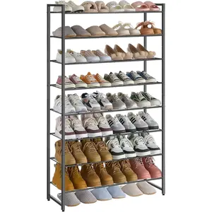 Shoe Rack for Closet, Metal Shoe Organizer, 8 Tier Garage Shoe Rack Max Holds 40 Pairs,Shoe Storage Shelf,Entryway, Black Nunsino