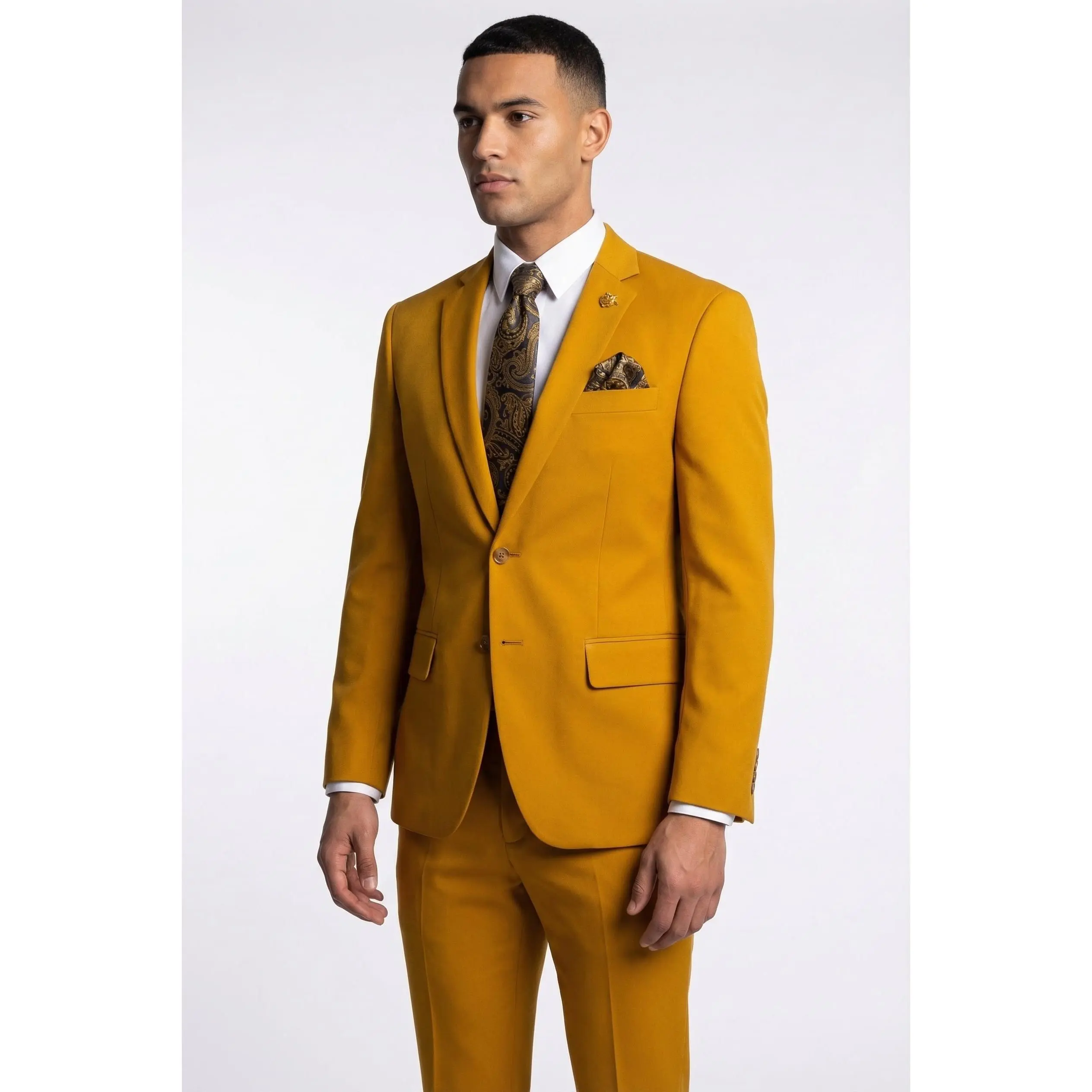 Gold Slim Fit Stretch 2-Piece Suit