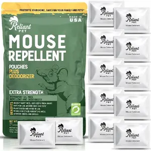 Pet Mouse Repellent Pouches - Rodent Repellent Made in USA (12 Pouches) - Keep Rodents Out of Cars Engines - Mice Repellent Indoor and Outdoor - Mouse Deterrents that Work with Peppermint Oil