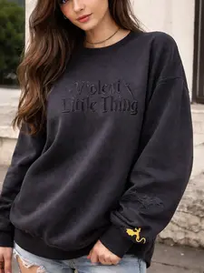 Embroidered Violent Little Thing Sweatshirt, Fourth Wing Shirt, Basgiath War College Hoodie, Dark Academia Sweatshirt, Xaden Riorson Sweater