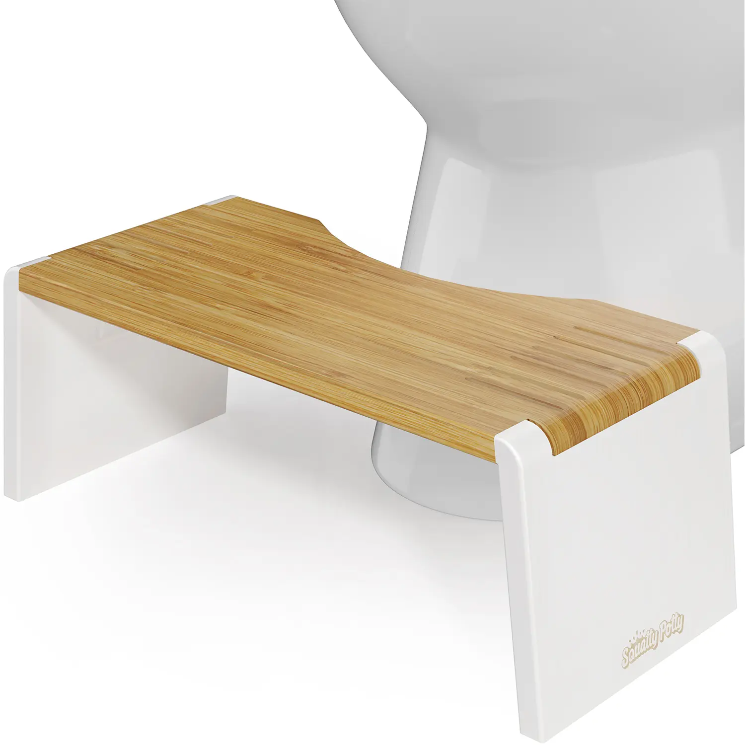 Squatty Potty Stockholm Folding Bamboo Toilet Stool 7" Collapsible, Brown and White Squatty Potty Stockholm Folding Bamboo Toilet Stool 7" Collapsible, Brown and White