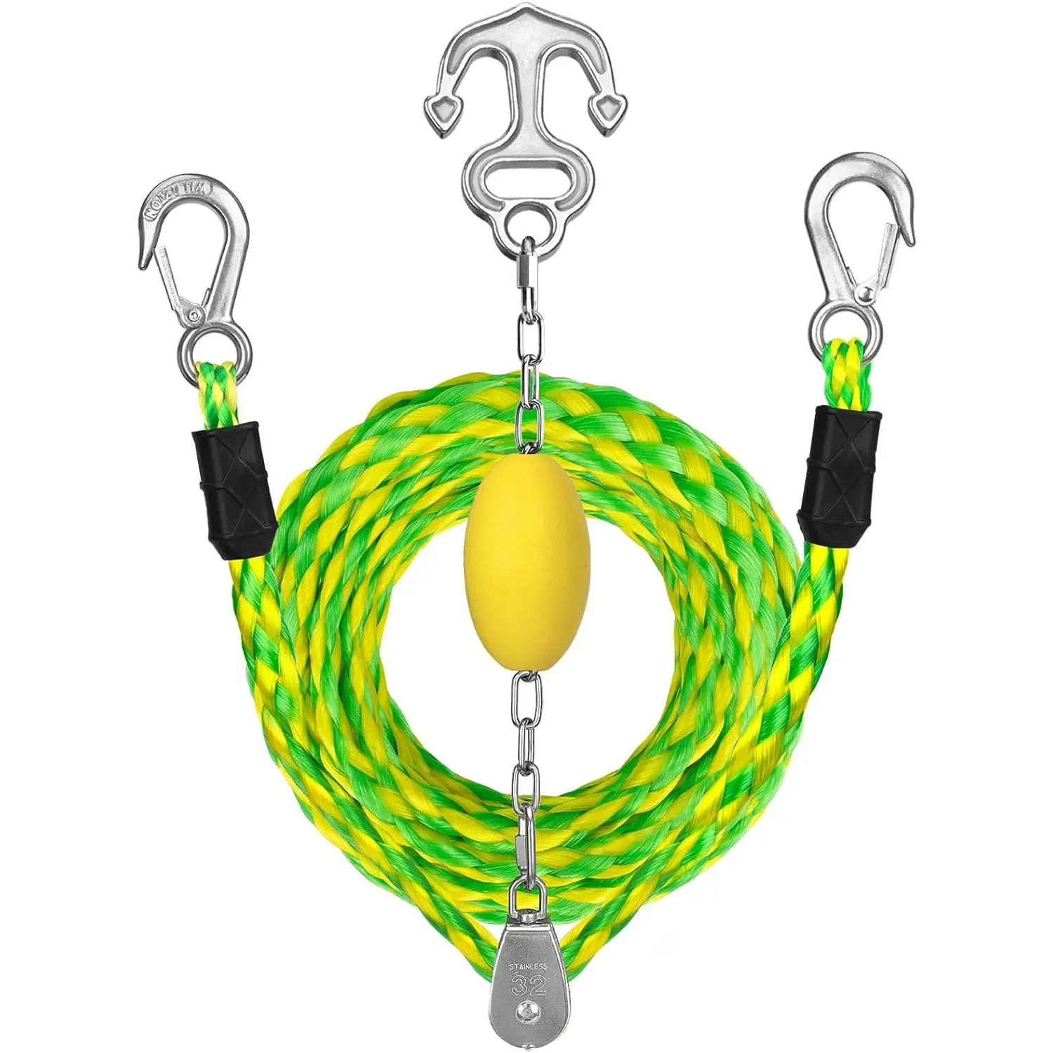 20" Boat Tow Rope with Quick Stainless Steel Connector for Tubing, Water Sports, Boat, Jet Ski and Wakeboarding