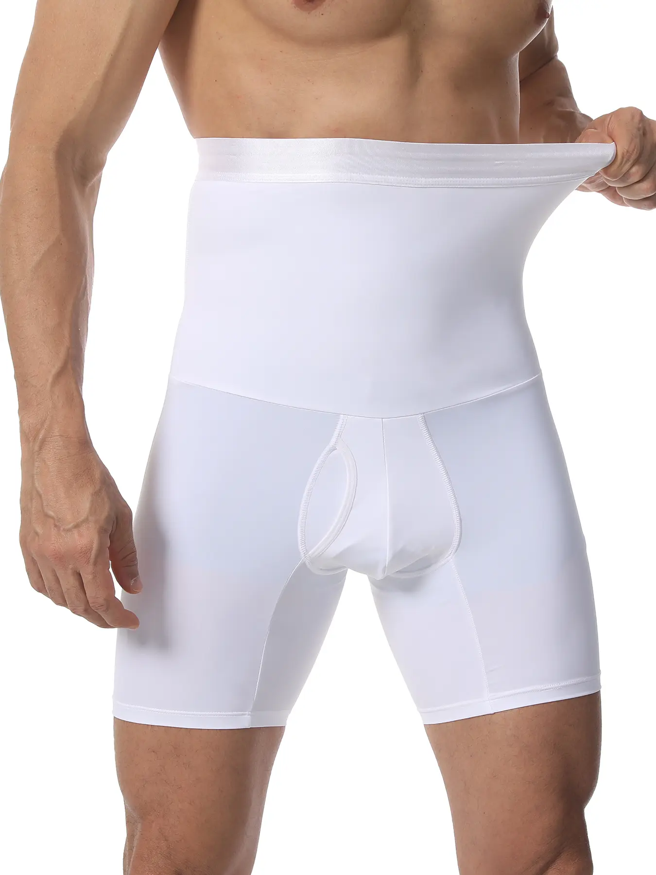 Men Tummy Control Shorts High Waist Slimming Compression Waist Trainer Compress Shapewear Body Shaper Leg Underwear Boxer Shaping Waistwear To Anti-Chafing,Anti-Slip Silicone Stripes to Anti Roll Down