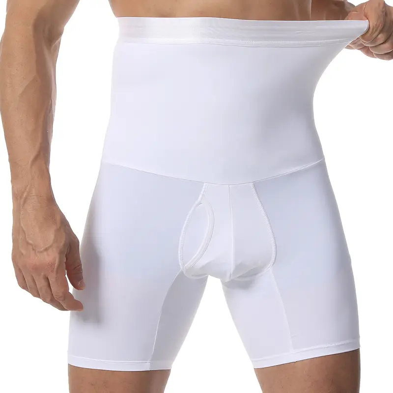 Men Tummy Control Shorts High Waist Slimming Compression Waist Trainer Compress Shapewear Body Shaper Leg Underwear Boxer Shaping Waistwear To Anti-Chafing,Anti-Slip Silicone Stripes to Anti Roll Down Menswear Body Shaper