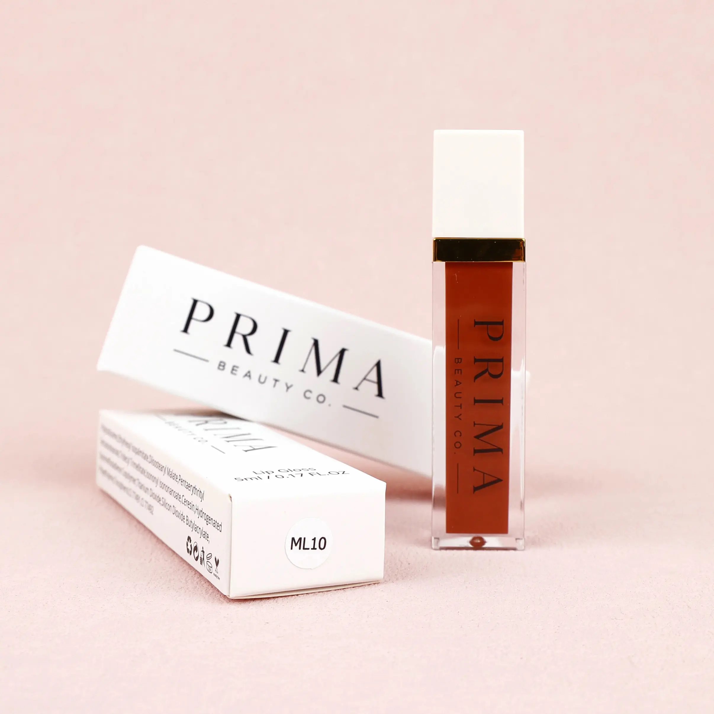 Prima Beauty Co. High Shine Lip Gloss Collection - Cinnamon Kiss - Matte & Moisturizing 5mL