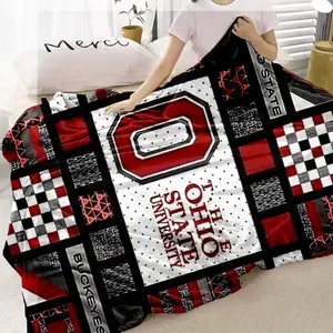 Ohio State University Pattern Flannel Cozy Blanket, Soft Throw Blanket, Air-conditioned Room Blanket, Warm Nap Blanket for Home Office Travel