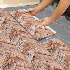 Self-Adhesive PVC Flooring Stickers, Waterproof Durable Removable Peel-And-Stick, Real Wood Look Floor Patch for Living Room Bedroom DIY