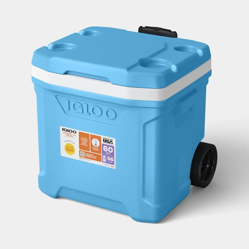 Sun Squad Latitude 94 Cans/60qt Rolling Cooler - Carolina Blue Sun Squad Latitude 94 Cans/60qt Rolling Cooler - Carolina Blue