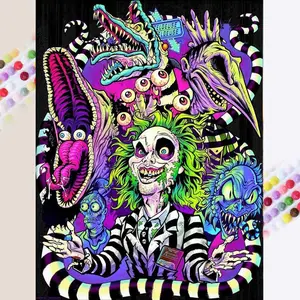 1pc 5D DIY diamond painting kit, 5D diamond art set, DIY decoration, quirky, spooky, colorful diamond painting kit, full round diamonds DIY, mosaic, diamond art, DIY art home decor, suitable for Halloween and Christmas, Diamond Art Tools