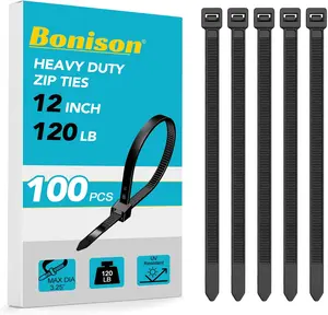 Zip Ties 12 Inch 100 Pack, Cable Ties for Wire Management and Electrical Cables, Heavy Duty Plastic Zip Ties for Home and Hardware Use