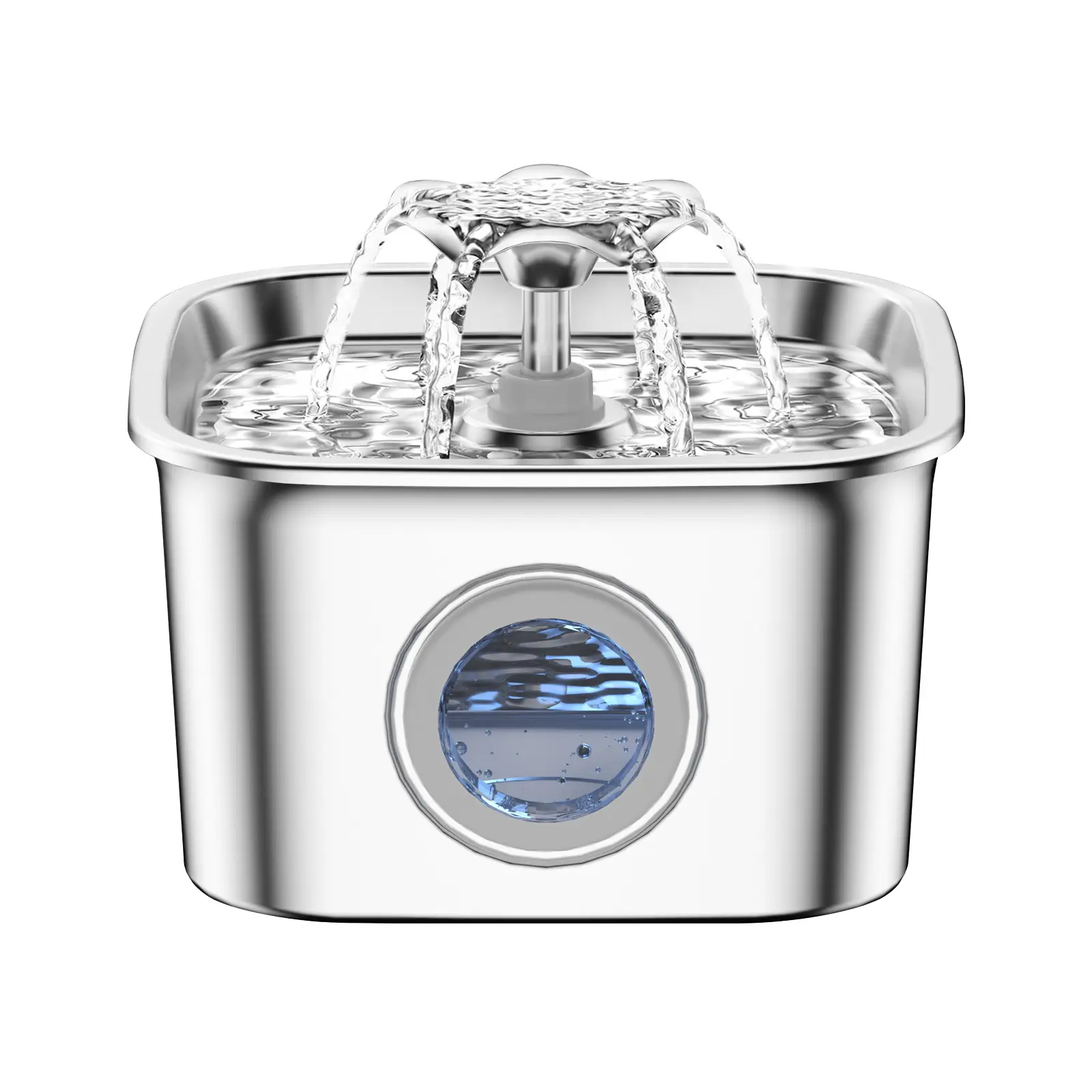 Cat Water Fountain,304 Stainless Steel,2.6L/88oz Automatic Water Fountain for Cats and Dogs,Visual Water Level Window with LED,Gift for pet,Clean Filt