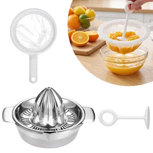 Citrus Lemon Orange Grapefruit Juicer Manual Squeezer 304 Stainless Steel Robust Hand Juicer Reamer Rotation Press with Strainer＆10oz Bowl, 2 Pour Spouts, Dishwasher Safe, Easy to Clean, Heavy Duty