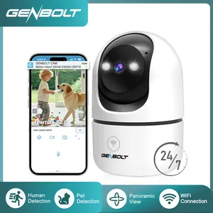 GENBOLT WiFi Security  2K PTZ Indoor Home Surveillance IP  CCTV with Humanoid Detection Auto Cruise Nanny Pet Dog Cam Baby Monitor with Audio Alarm White  camera night-vision