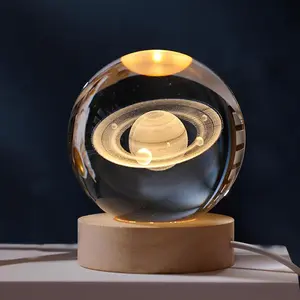 F-SO12  3D Saturn Clover Crystal Ball - 60mm Glass Ball Gifts for Women