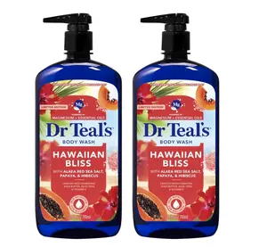 Dr Teal’s Hawaiian Bliss Body Wash 24oz  Hydrating Magnesium Wash w/ Shea Butter, Aloe & Vitamin E | Papaya Hibiscus Scent