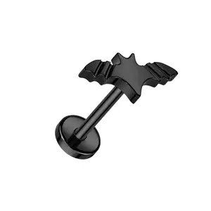 Bat Top Threadless Push-In Labret Stud - F136 Implant Grade Titanium