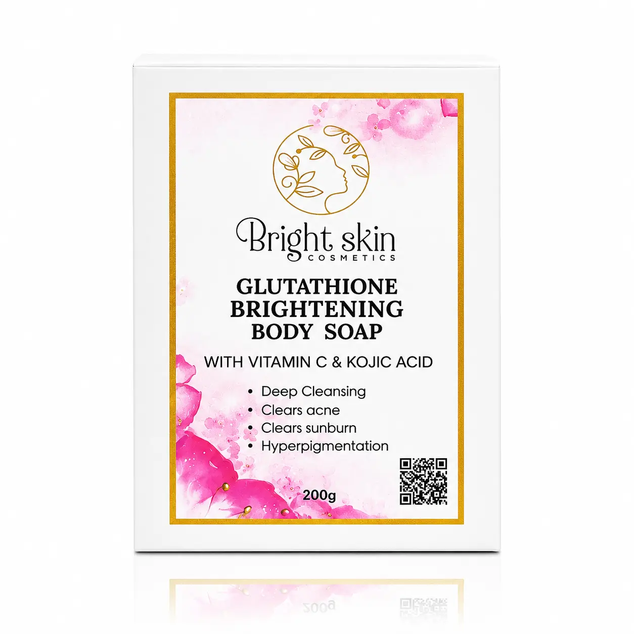 BRIGHT SKIN COSMETICS Solid Body Wash with Glutathione, Vitamin C & Kojic Acid, Skin-Friendly Brightening Bar for Daily Body Care, Provides Softness & Freshness, 200g