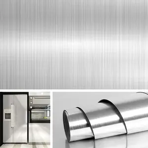 Brushed Nickel Peel and Stick Wallpaper  Stainless Steel Contact Paper for Appliances Dishwasher Fridge Refrigerator Wrap Cover Adhesive Decorative Vinyl Film 15.8x78.8 in