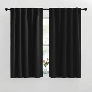 NICETOWN Halloween Blackout Curtains Window Panel Drapes - (Black Color) W42 x L50, Double Panels, Home Decoration Light Blocking Thermal Insulated Rod Pocket & Back Loop Draperies for Bunk Bed