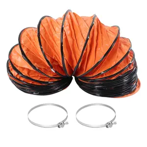 26.2ft Flexible PVC Ventilation Duct Hose With 2 Clamps Adjustable Airflow Pipe For Fan Exhaust HVAC System Lightweight Durable