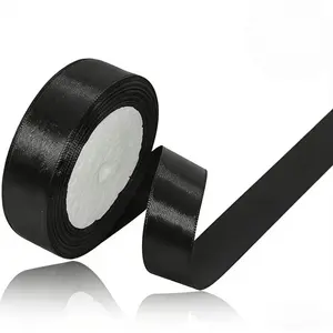 Black Satin Ribbon 23.2 Meters 25mm, Classic Black Color Satin Fabric Ribbon for Creative Handicrafts & DIY Projects, Wreaths & Seasonal Home Decor, Sewing & Craft Embellishment Supplies, Wedding Party & Formal Event Decorations, Gift Box Design