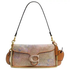 COACH Tabby 26 Medium Women's Handbag with Detachable Shoulder Strap and C-Shaped Snap Closure in Suede and Leather
