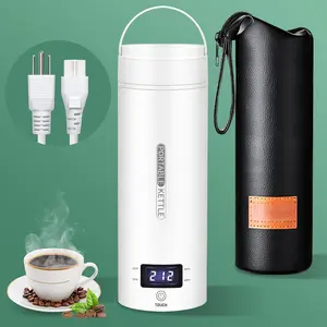 Travel Electric Kettle Portable Small Mini  Coffee Kettle Water Boiler, Water Heater with 4 Temperature Control,304 Stainless Steel with Auto Shut-Off & Boil Dry Protection,  (White)