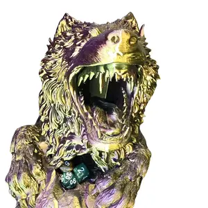 Fenrir Bearer of Ragnarok Dungeons and Dragons Dice Roller in Black Gold and Purple Sunlu PLA with Three Free Dice for Seamless Gameplay