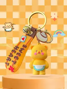 Cute Cream Bear Keychain Plush Toy, Elegant Book Bag Charm, Perfect Gift Idea, High-End Feel, Adorable Accessory for Women