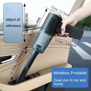 1PC 120W High-Power Cordless Wireless Vacuum Cleaner, Portable Handheld USB Vacuum, Dual-Use for Home & Car, Black Cars Accessories Dust Cleaner, Cordless Vacuum Cleaner