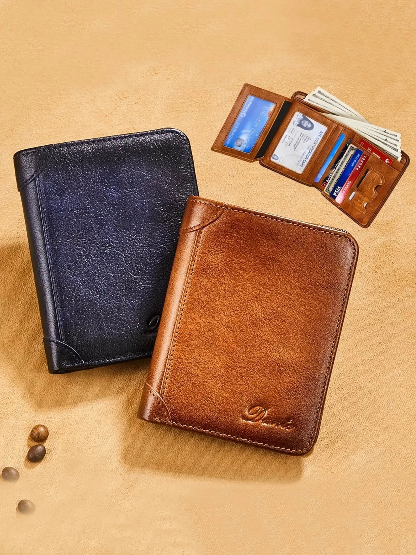 Men's RFID Blocking Leather Wallet, Slim & Thin Design, Multi-Functional ID Credit Card Holder, Perfect Gift for Men, RFID Blocking Wallets