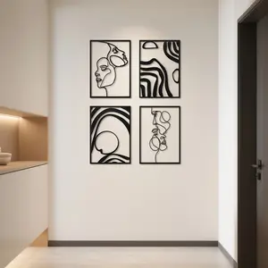 Art3d Metal Wall Art Set Minimalist Line Art Flower Pattern Décor for Living Room Bedroom Dining Room Office Modern 3D Iron Sculptures Home Aesthetic Gift