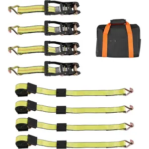 Wheel Chock Tie-Down Kit, Deck-Style Trailer Tie Down Strap,  Tie Down Kit with J-Hook, Break Strength 10009 lbs & Working Load 3333 lbs  System for SUVs, ,