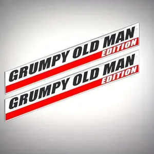 2pcs Grumpy Old Man Edition 3D Emblem Sticker Badge Fender Funny Decals Car Replacement Door Decoration for Universal Vehicle SU